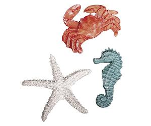Rayher Embellissements «Animaux Marins», Bleu-Blanc-Rouge, 3 pces., 4-6cm, polyrésine colorée, 3 Motifs, décoration, Table, Cartes, Scrapbooking, été, Maritime -56775000