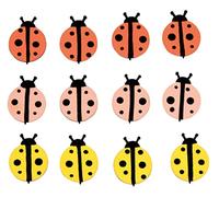 Rayher Embellissements « coccinelle », en bois, 3 couleurs, 12 pces., 2X2,7cm, autocollant, décoration, table, cartes, scrapbooking, été, printemps -46636999