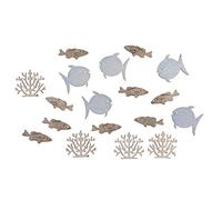 Rayher Embellissements «Poisson, Corail», nature-bleu, 20 pces., 2cm, 3 formes, décorations, table, cartes, scrapbooking, été, maritime-56994000