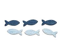 Rayher Embellissements «Poissons», bleu, 8 pces., 3,5cm, bois, autoadhésif, décoration, table, cartes, scrapbooking, été, maritime, communion, baptême -56426000