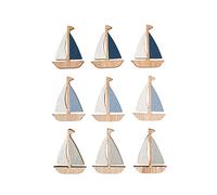 Rayher Embellissements «Voilier», en bois, 9 pces, 3 couleurs, 3X4cm, autocollant, décoration, table, cartes, scrapbooking, été, printemps, maritime -46675000, Coloré