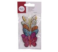 Rayher faux Papillons en plumes à piquer composition florale, 5cm, 6pc, 85045000