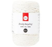 Rayher fil crochet Braidy Recycling, tressé, pelote env. 250m Ø 2mm, ivoire, 42009104