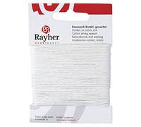 Rayher Fil de coton ciré enfilage perles, bricolage 1mm, carte 2m blanc, 5169102