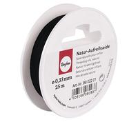Rayher Fil de soie naturelle enfilage de perles 0,35mmø bobine 25m noir, 8902201