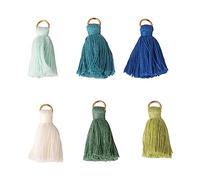 Rayher Glands en coton av. œillet 35mm sct.-LS 6 pcs assort. bleu vert, 22797407