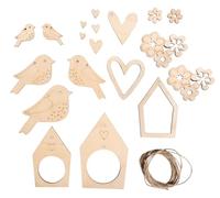 Rayher Guirlande «Oiseaux», en bois, naturel, 20 pces., FSC Mix Credit, 0,8-9cm, à suspendre, à monter soi-même, à personnaliser, décorations, printemps, été-64664505
