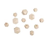Rayher Hobby 12201505 Lot de 4 Perles en Bois diamantées Ø 2 cm, 8 pièces Ø 1,5 cm, SB-Btl 12S