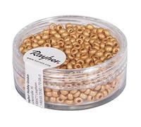 Rayher Hobby 14307162 Rocailles métalliques Mat Ø 2,6 mm Boîte de 17 g Jaune doré