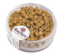 Rayher Hobby 14308162 Boîte de 15 g de dés métalliques Jaune doré mat 3,4 mm