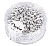 Rayher Hobby 14842606 Boîte de 150 Perles de rocaille Argenté Mat Ø 4 mm