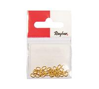 Rayher Hobby 2224806 Lot de 25 Anneaux Doré 0,8 mm 5,2 x 3,7 mm