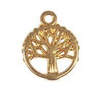 Rayher Hobby 22777616 Lot de 3 mini pendentifs en métal en forme d'arbre de vie Doré 10 mm