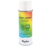 Rayher Hobby 34145102 Spray Acrylique, Vernis Acrylique, Semi-Brillant, Vernis Aérosol pour Intérieur et Extérieur, Haute Couvrance, Peinture Aérosol écologique, Bidon, Blanc, 200 ml (Lot de 1)