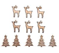 Rayher Hobby 46549000 Lot de 10 décorations en bois pour sapin de Noël et cerf 3 x 4,5 cm