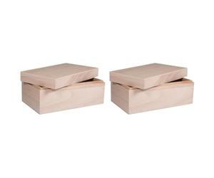 Rayher Hobby 62815000 Boîte en bois avec couvercle, FSCMixCred Naturel, grand (Lot de 2)