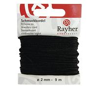 Rayher Hobby 8956901 Cordon à Bijoux ø 2 mm, Carte SB 9 m, Noir