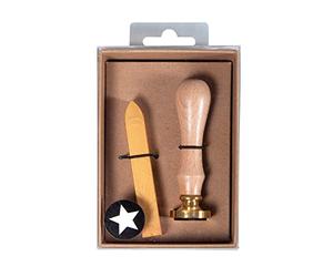 Rayher Kit Cachet, sceau et cire, motif Etoile, 2,5cm ø, cire dorée, 12g, sans mèche, arts créatifs, cadeau, anniversaire, Noël-29223616