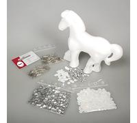 Rayher Kit créatif 3D paillettes sequins cheval JACQUELINE, blanc, 5 pces., 13,5cm, arts créatifs, décoration-39247000