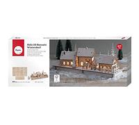 Rayher, kit de construction en bois 3D, 40 x 14,5 x 17 cm, 63158505 | Village d’hiver 3D en bois, 84 pièces, 3 maisons, cerfs & sapins, à peindre, éclairage LED possible, déco de Noël