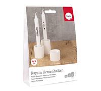 Rayher Kit pour mouler des bougeoirs décoratifs, 1 moule, bougeoirs de différentes hauteurs possibles incl. feuille de transfert, 34472000, Blanc