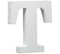 Rayher Lettre de l’alphabet « T », blanc, 1 pce., bois MDF, H. 11cm, épaisseur 2cm, mat, arts créatifs, décoration, mariage, anniversaire-62671000