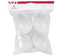 Rayher Lot d’œufs en Plastique, Blanc, 4 pces., ø 10cm, intérieur/extérieur, Arts créatifs, décoration, Dimanche des Rameaux, Pâque-3907200