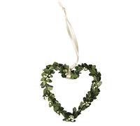 Rayher Lot de cœurs en buis artificiel, vert, 4 pces., 7,5x8 cm, avec ruban, prêt à suspendre, réutilisable, décoration, mariage-87432000