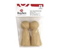 Rayher Lot de figurines en bois, nature, 2pces, 7cm, bois FSC 100%, à personnaliser, jeux, décoration, Noël, crèche-6247100