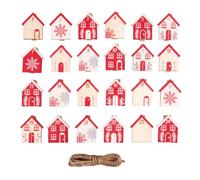 Rayher Lot de Mini Pinces à Linge «Maison» numérotées 1-24, Rouge-Blanc, 25 pces, 3x3,5cm, Bois FSC 100%, avec Cordon, décorations, Noël, Calendrier de l’avant-46788000