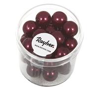 Rayher Lot de perles de cire en verre Renaissance, bordeaux, 35 pces, ronde Ø 10mm, arts créatifs, décorations, bijoux -14403291