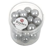 Rayher Lot de Perles de Cire en Verre Renaissance, Gris Argent, 35 pces, Ronde Ø 10mm, Arts créatifs, décorations, Bijoux -14403561