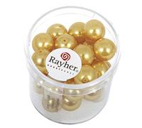 Rayher Lot de perles de cire en verre Renaissance, jaune, 35 pces, ronde Ø 10mm, arts créatifs, décorations, bijoux -14403161