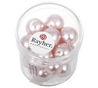 Rayher Lot de perles de cire en verre Renaissance, rosé, 21 pces, ronde Ø 12mm, arts créatifs, décorations, bijoux -14404258