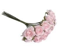 Rayher Lot de petites roses artificielles, rose pâle, 12 pces., papier, avec tige, 10cm, ø15mm, arts créatifs, décoration, baptême, communion, mariage, cheveux-54079254