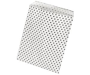 Rayher Lot de petits sacs en papier, blanc à pois noirs, 25pces, 12,9x16,8 cm, pour contact alimentaire, cadeaux, calendrier de l’avant-68072000
