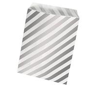 Rayher Lot de petits sacs en papier, blanc - rayures argentées, 15pces, 12,9x16,8 cm, pour contact alimentaire, cadeaux, calendrier de l’avant-68074000