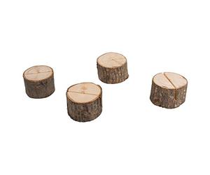 Rayher Lot de Supports en Bois pour Carte et Photo, Nature, 4 pces., 3-4,5cm, 1 Fente, rondelle d’Arbre, Arts créatifs, décoration, fête-46019000