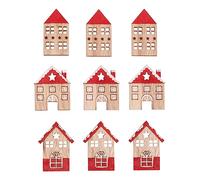 Rayher Maisons miniatures en bois av.dot adhésif 4,5-4,2cm sct.-LS 9pc, 46711000