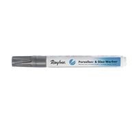 Rayher Marqueur pour verre et porcelaine, scintillant, argenté, 1 pce., pointe ronde interchangeable 1-2mm, séchage rapide, base aqueuse, arts créatifs-38734606