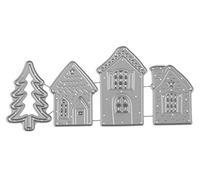 Rayher Matrice de découpe Maisons d'hiver 4pcs, 2,8-3,4cmx4-5,5cm gris, 50270000