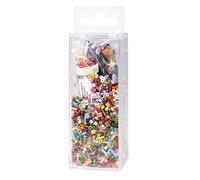 Rayher, mélange de paillettes et de perles de verre 90 g, 24086000 | Mélange de perles de verre et de paillettes avec fil (50 m x 0,3 mm), formes et tailles variées, utilisation polyvalente