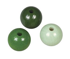 Rayher Mélange Perles en bois FSC 100%, polies 10 mm ø 52pcs tons verts, 1253100