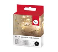 Rayher Mini guirlande lumineuse, 1 pce, 4X120cm, 96 lampes LED, alimentation à piles, minuterie, intérieur, décoration, anniversaire, Halloween, Noël-69259159, Jaune Lumineux