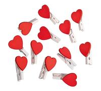 Rayher Mini pinces à linge «Coeur», rouge-blanc, 12 pces, bois 100% FSC, 2,5cm, arts créatifs, décorations, Saint Valentin, mariage, fête des mères, cadeau-64595000