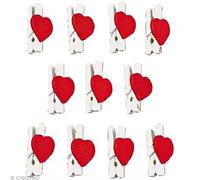 Rayher Mini Pinces à Linge «Coeur», Rouge-Blanc, 12 pces, Bois, 2,5cm, 8805900