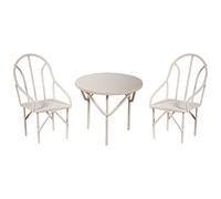Rayher Miniature set table ronde avec chaises, blanc, 3 pces., métal, décoration, maison de poupée, jardin miniature-46066102