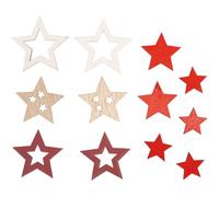Rayher Miniatures Étoiles Bois 100% FSC +Point adhésif 12pc ø2,2-4,4cm, 46822000