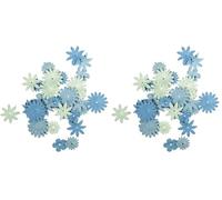 Rayher Mix Fleurs en Papier 36 pcs 4 Sortes, 1,5-2,5 cm, Teintes Bleues, 7895508, Vert (Lot de 2)