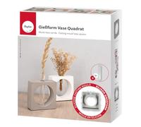 Rayher Moule carré en silicone avec cercle, 2 pces., 11x3,7x11cm, avec tube à essai, béton créatif, Raysin, résine époxy, décoration, vase, porte bougie-36134000